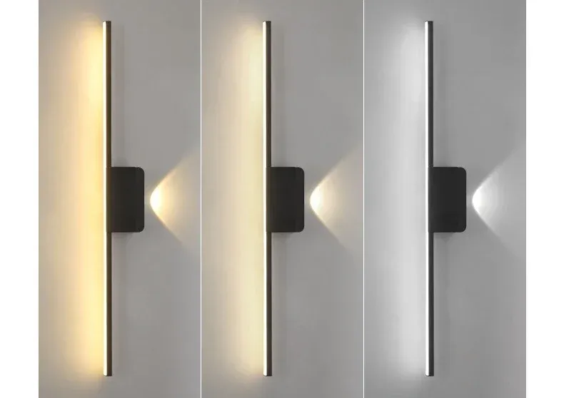 שלוש מנורות LED בצבעים שונים על קיר