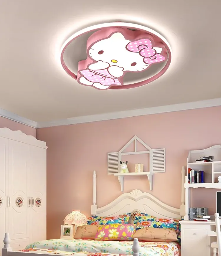 מנורת תקרה חתלתולה ורודה דימרית לחדר ילדים