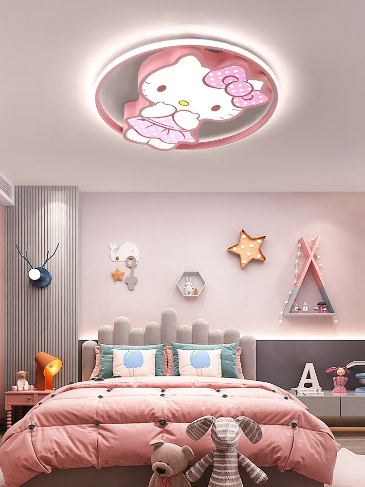 מנורת תקרה חתלתולה ורודה דימרית לחדר ילדים