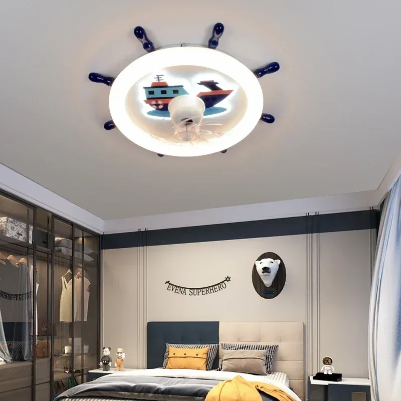 מנורת תקרה הגה ים דימרית עם מאוורר לחדר ילדים