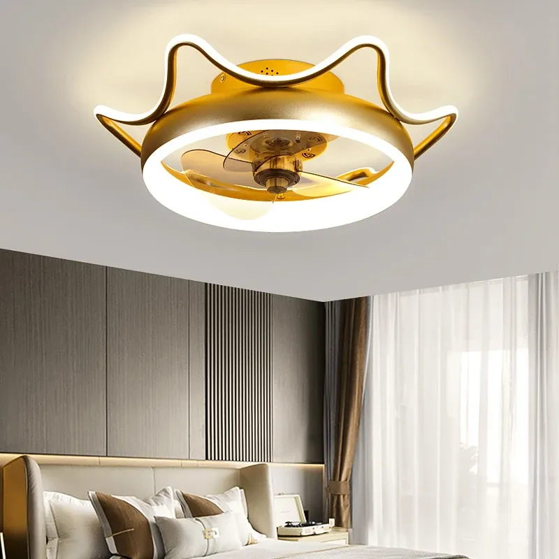 מאוורר תקרה לד קומפקטי 55 ס״מ עם שלט ותלת גוון