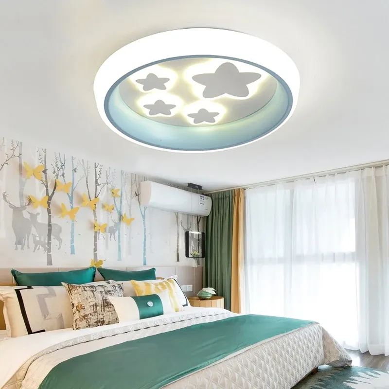 מנורת תקרה כוכב תכלת דימרית אקרילית לחדר ילדים