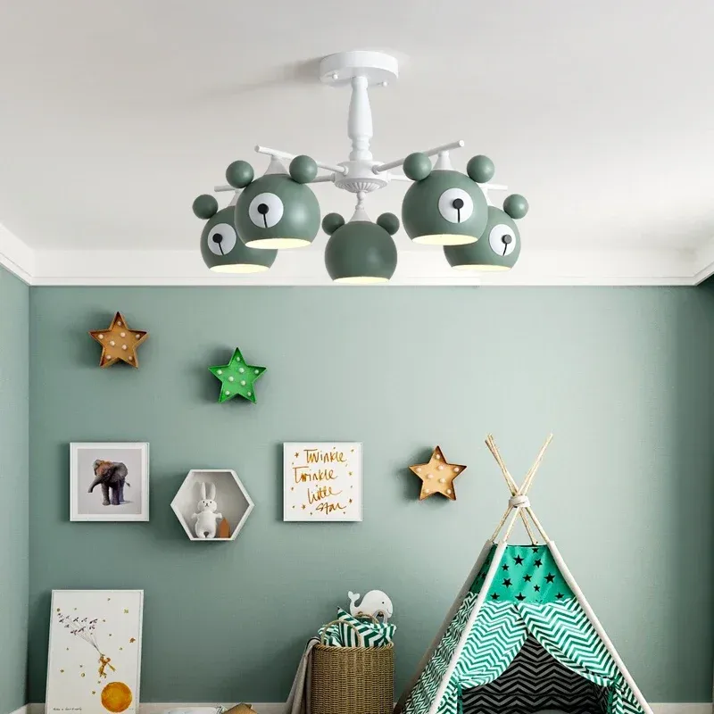 נברשת תלייה עכבר צבעונית עם 6 נקודות אור לחדר ילדים