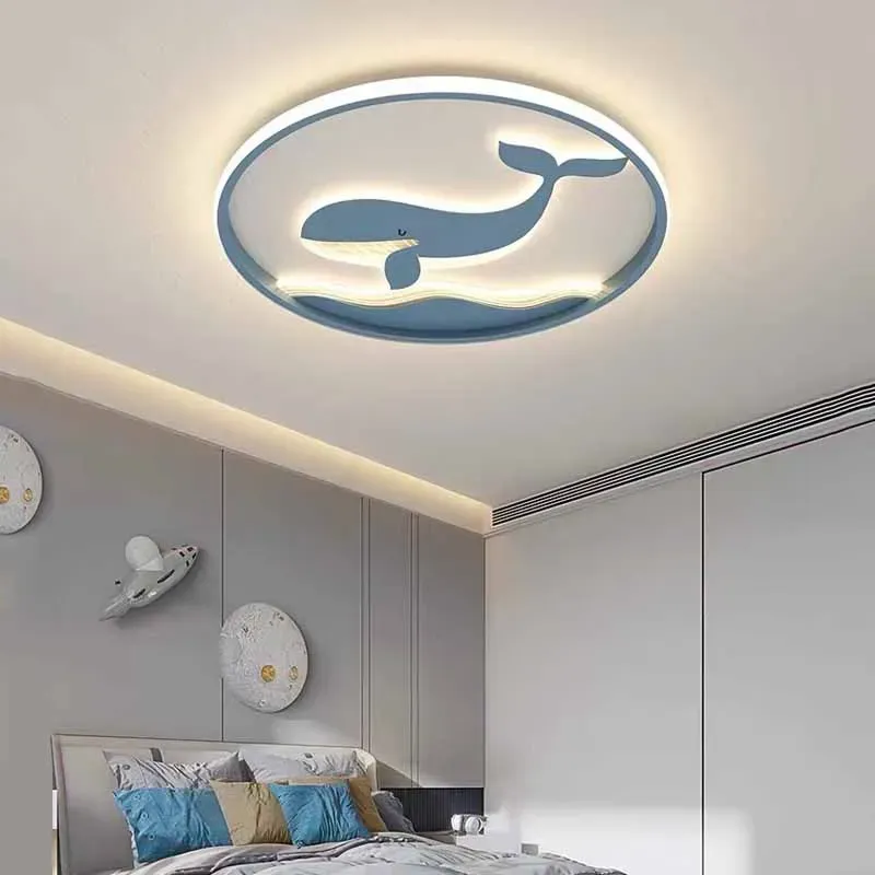 מנורת תקרה דולפין כחולה דימרית לחדר ילדים