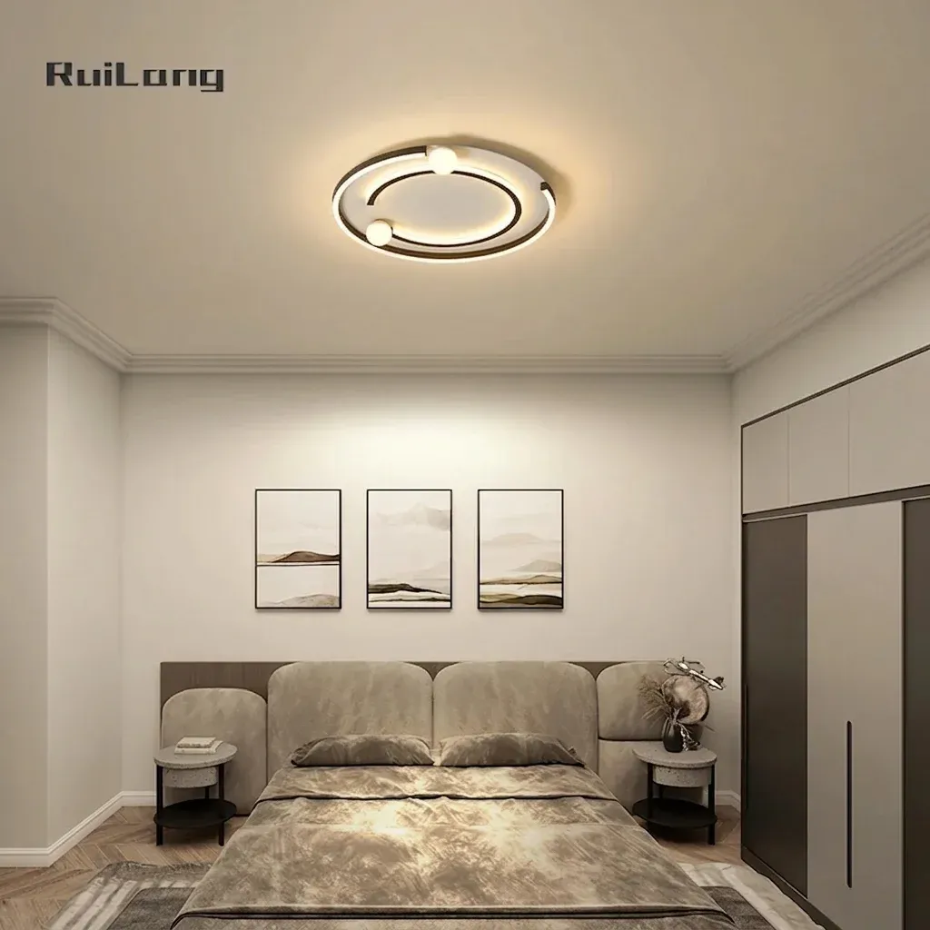 מנורת תקרה לד ירח וכוכב שחורה עם שלט