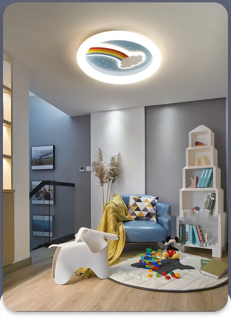 מנורת תקרה ענן קשת וכף חתול כחולה דימרית