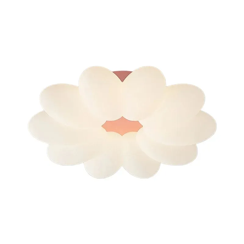 מנורת תקרה פרחונית ורוד לבן עם 3 מצבי אור לחדר ילדים