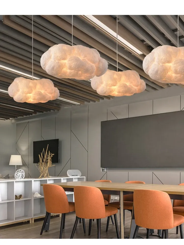 מנורת תלייה ענן משי דו מוקדית