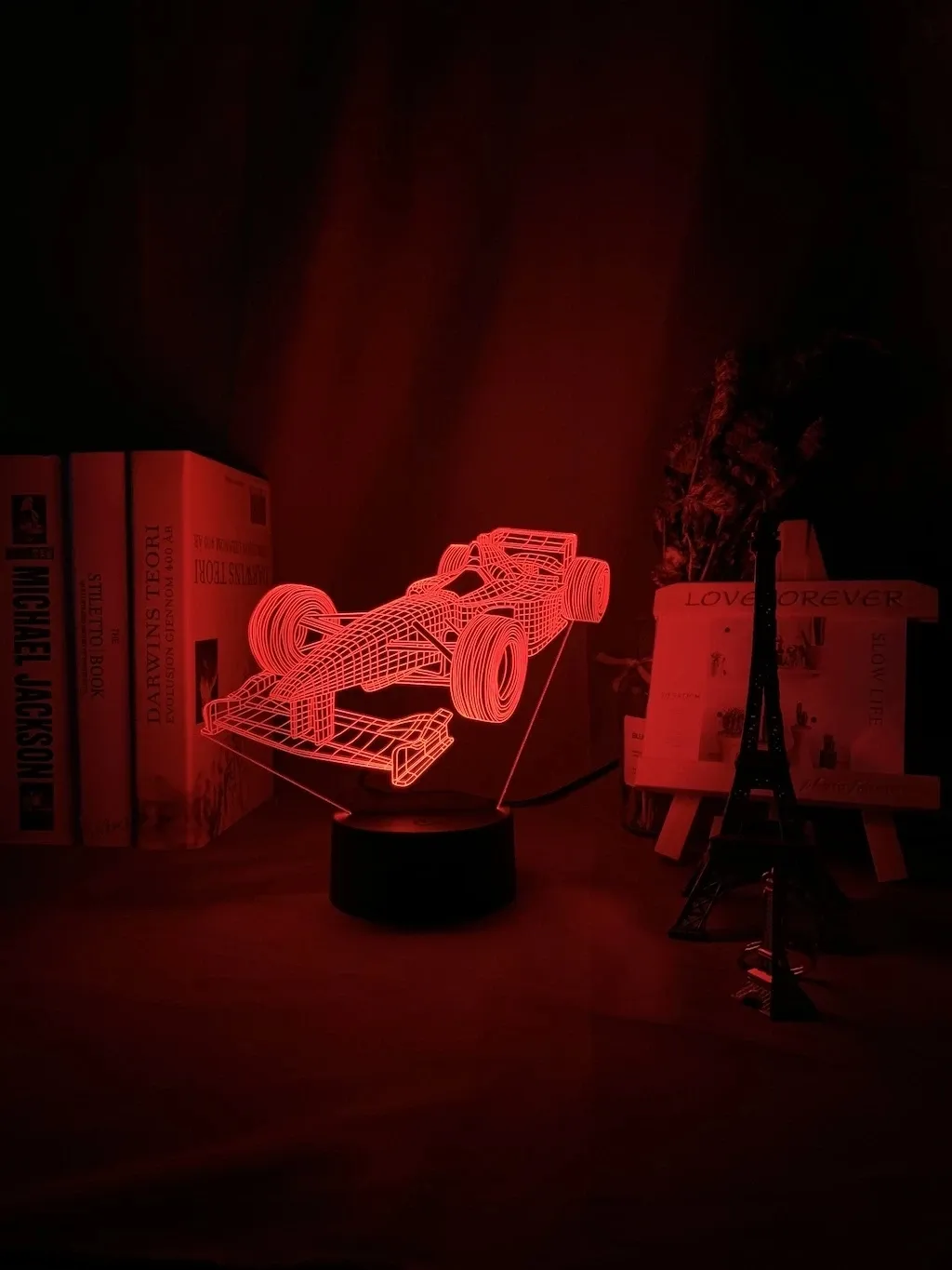 מנורת לילה תלת ממד מכונית מרוץ עם 7 צבעים