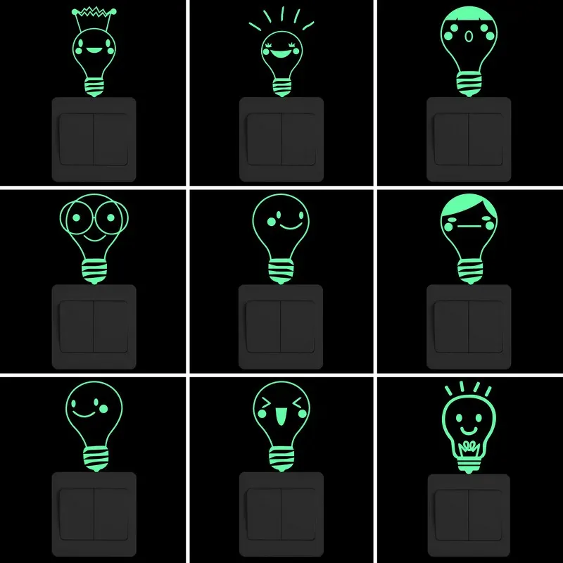 מדבקת מתג זוהרת נורת קומיקס לחדר ילדים