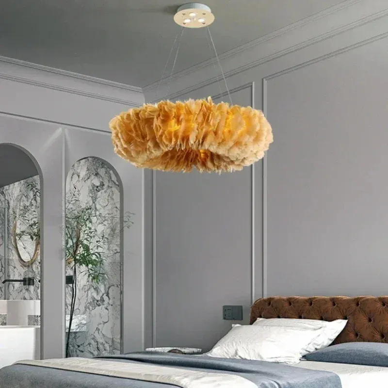 מנורת תלייה נוצות נורדית E27 לחדר שינה ופינת אירוח