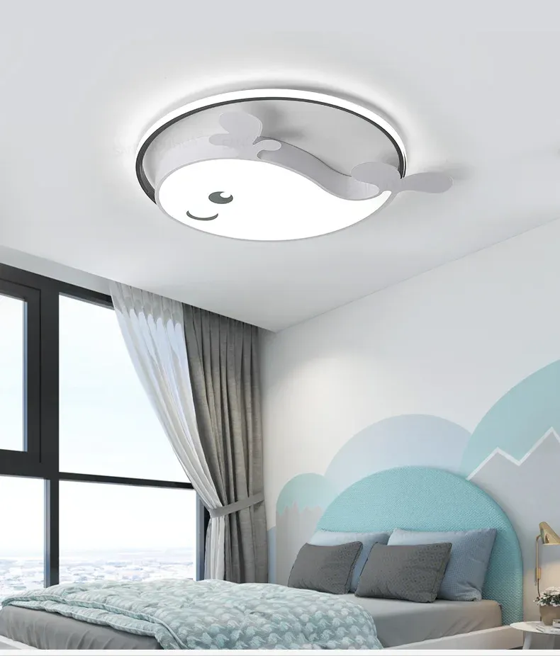 מנורת תקרה לווייתן ורוד דימרית לחדר ילדים