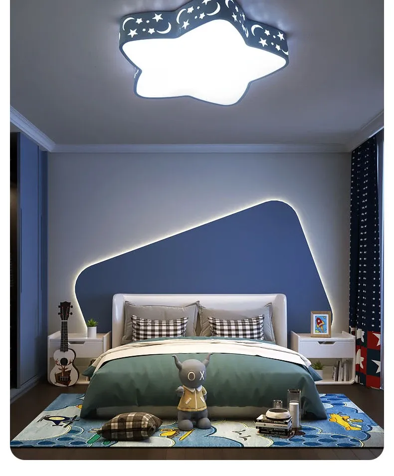 מנורת תקרה כוכב פסטל דימרית עם שלט לחדר ילדים