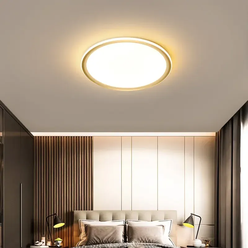 מנורת תקרה לד מוזהבת צמודת תקרה באקריליק