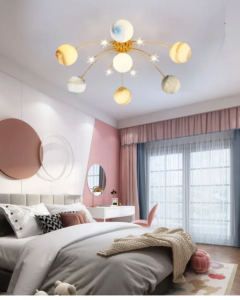 מנורת תקרה פלנטה מזכוכית שחורה לחדר ילדים