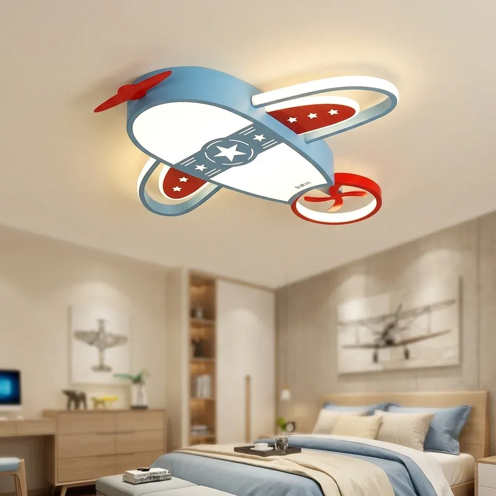 מנורת תקרה מטוס שחורה לד בחדר ילדים