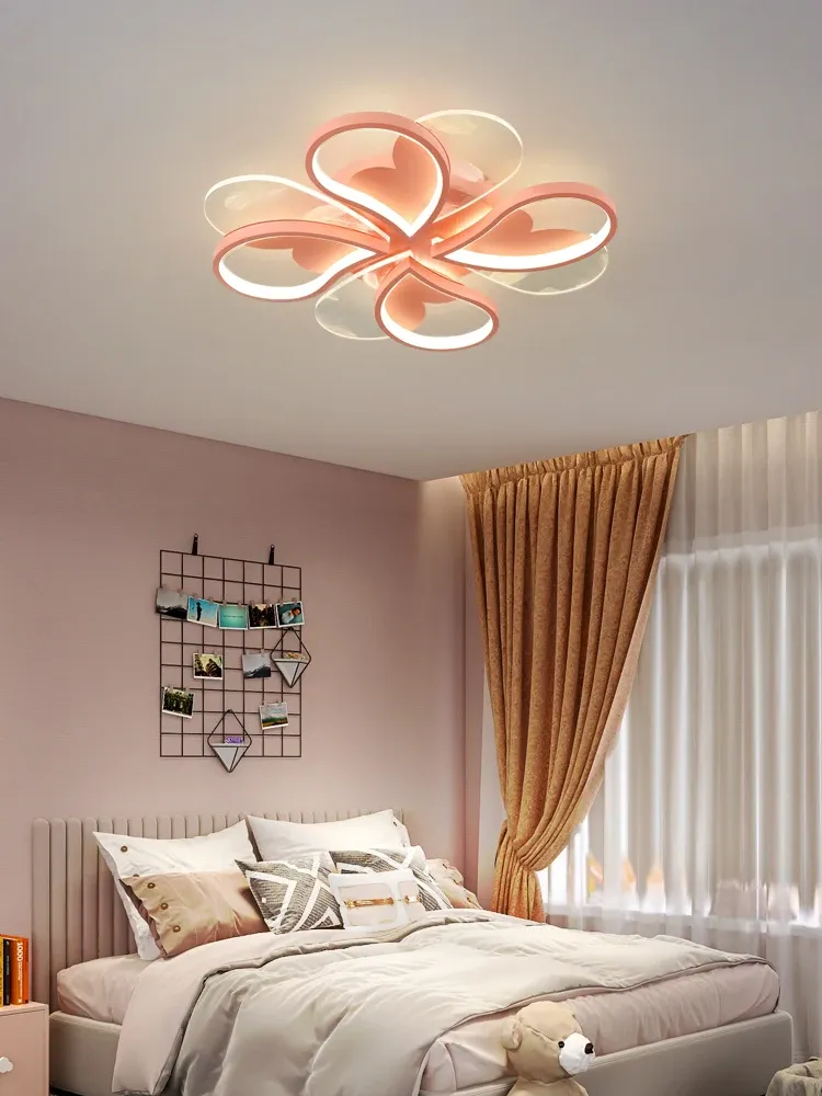 מנורת תקרה נוצות ורוד זהב לד בעיצוב אר דקו