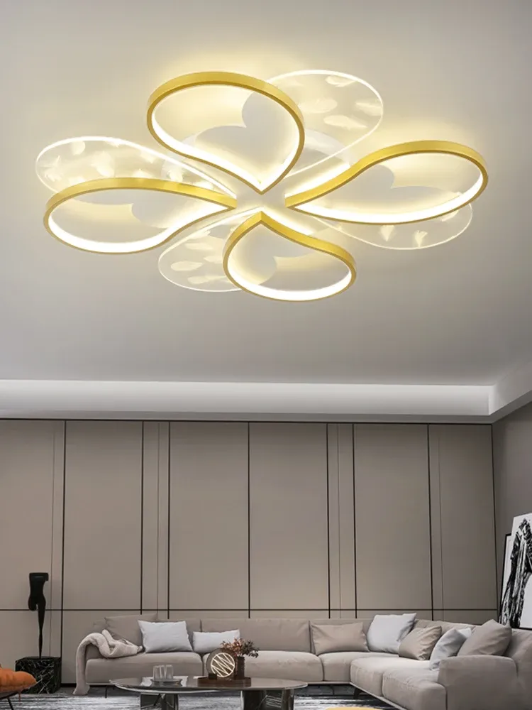 מנורת תקרה נוצות ורוד זהב לד בעיצוב אר דקו