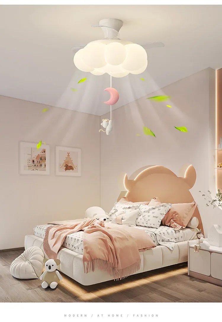 מאוורר תקרה נורדי שמנת עם תאורת לד דימרית