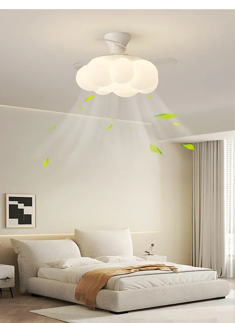 מאוורר תקרה נורדי שמנת עם תאורת לד דימרית