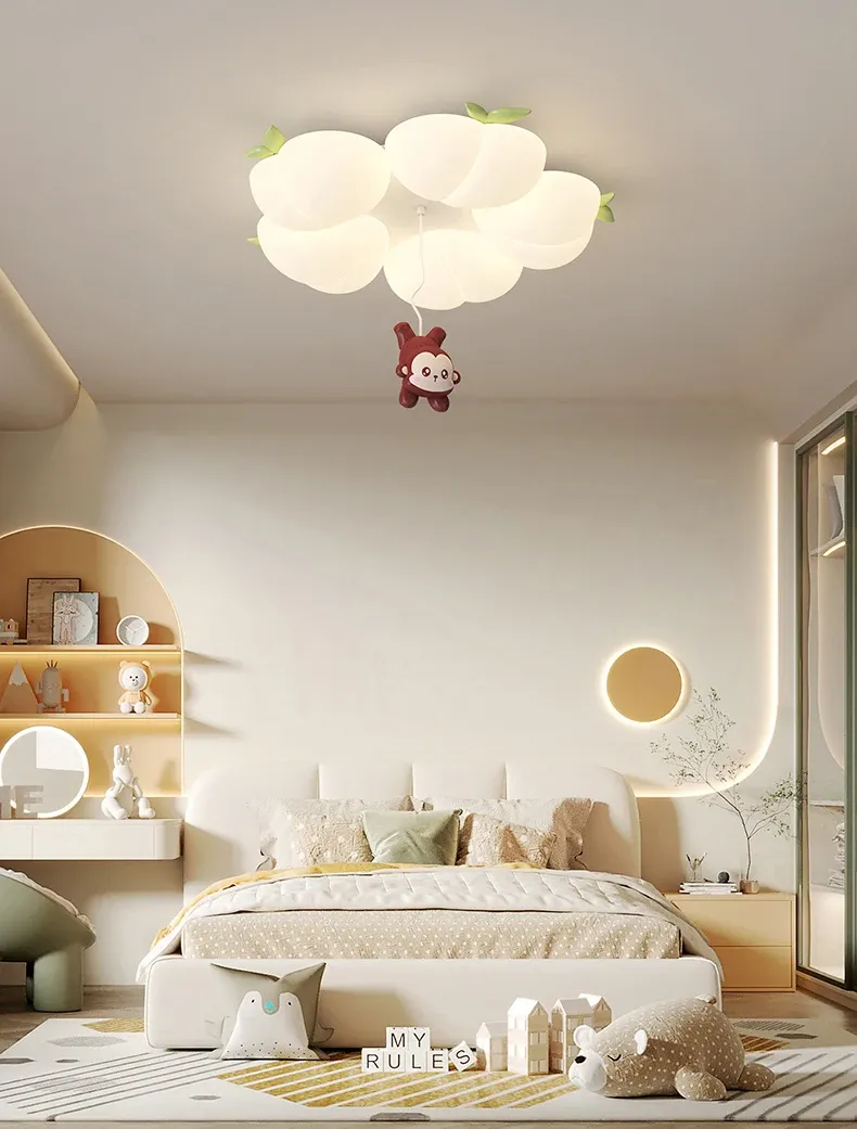 מנורת תקרה קוף ואפרסק לד לחדר ילדים