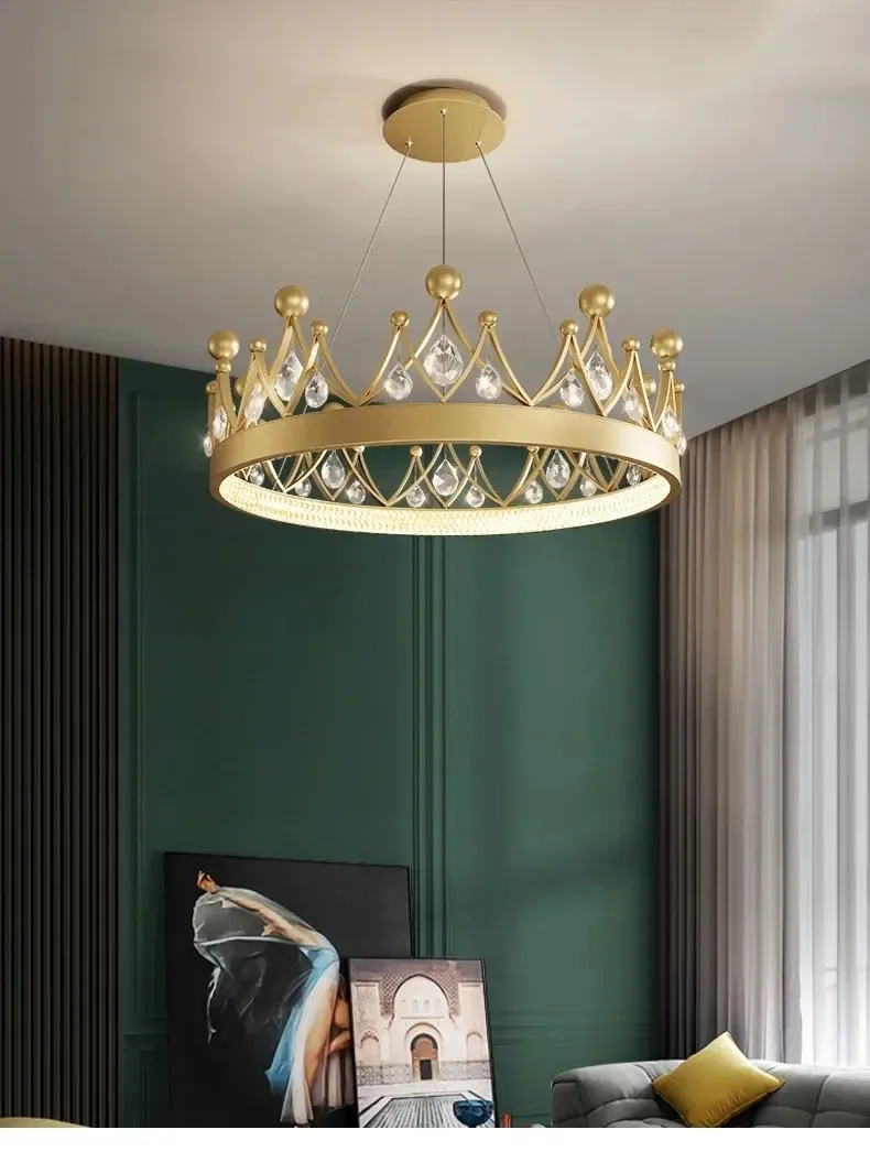 נברשת כתר קריסטלית שחורה לד לחדר שינה וסלון