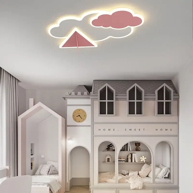 מנורת תקרה מטוס ענן כחולה דימרית לחדר ילדים