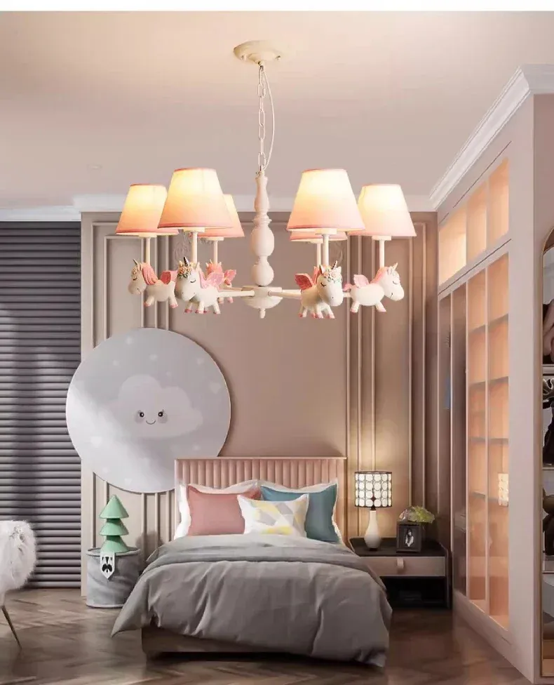 מנורת תלייה פגסוס מסתובבת לד לחדר ילדות ותינוקות