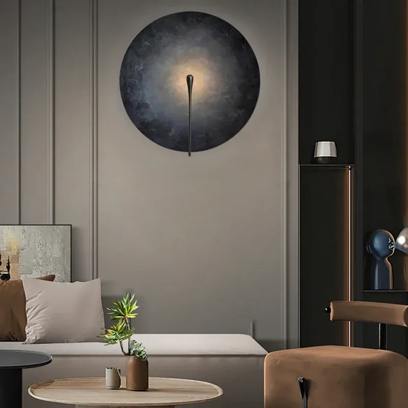 מנורת קיר עגולה מינימליסטית מפלדת אל חלד