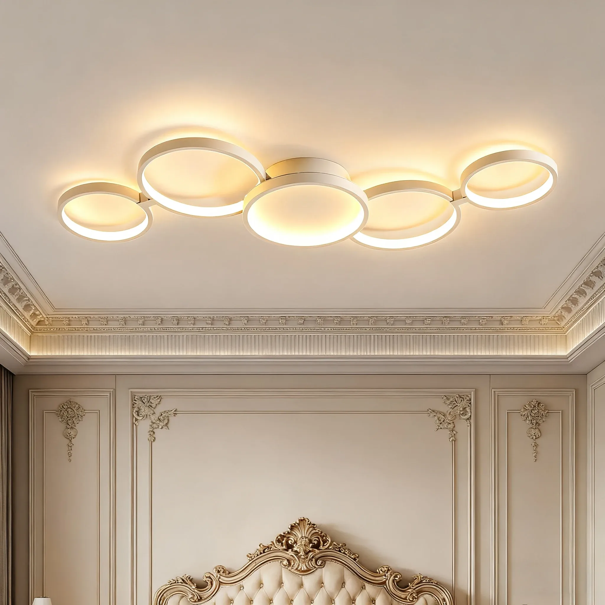 מנורת תקרה לד חכמה למראה מודרני עם עמעום ותלת גוון