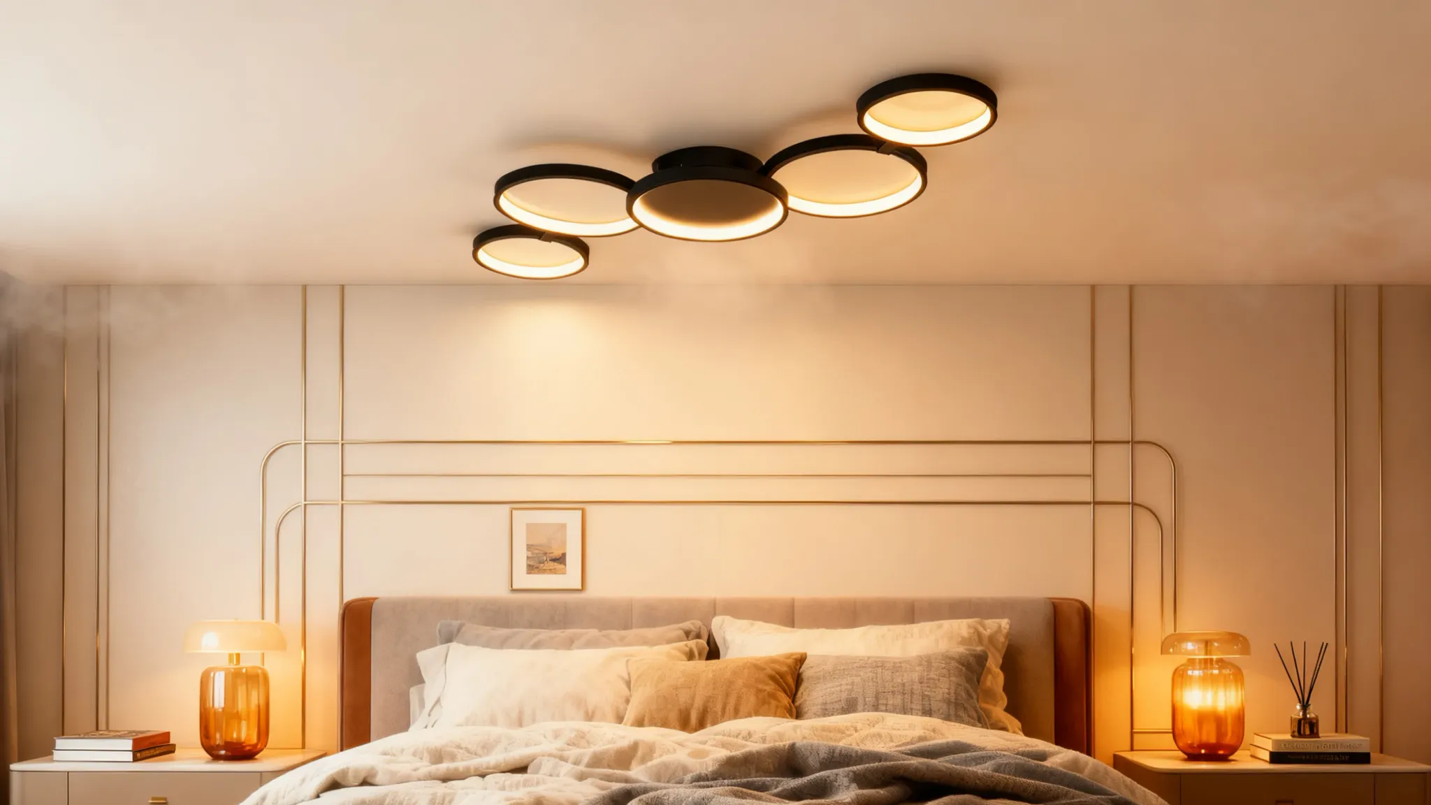 מנורת תקרה לד חכמה למראה מודרני עם עמעום ותלת גוון