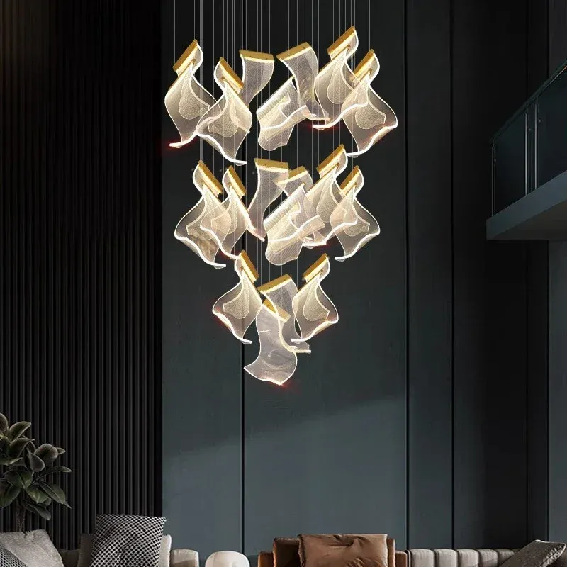 נברשת ענפים מודרנית עם עמעום ושלט