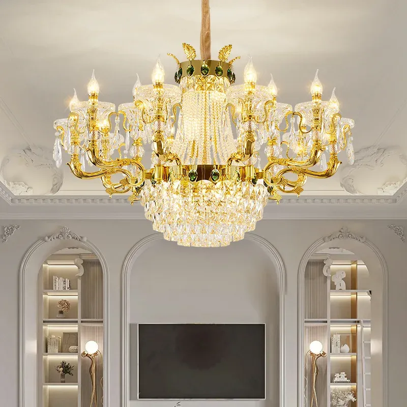 נברשת קריסטל קיסרית בגוון זהב