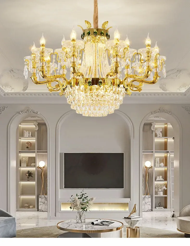 נברשת קריסטל קיסרית בגוון זהב