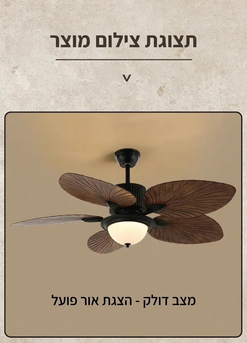 מאוורר תקרה רטרו עם גוף תאורה