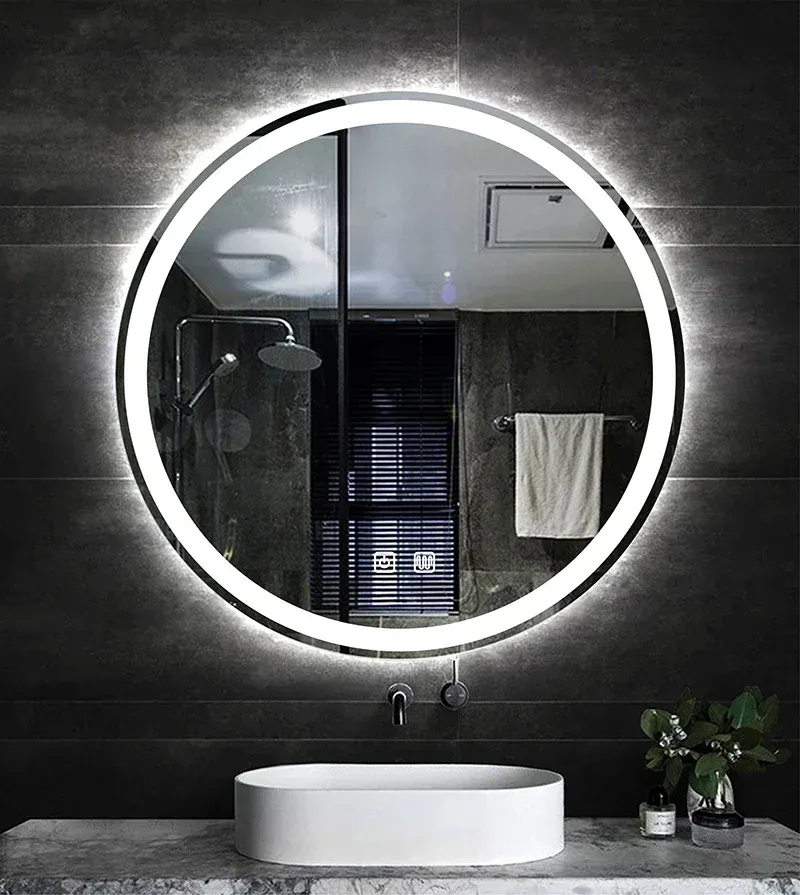 מראת קיר עגולה מוארת עם הסרת אדים