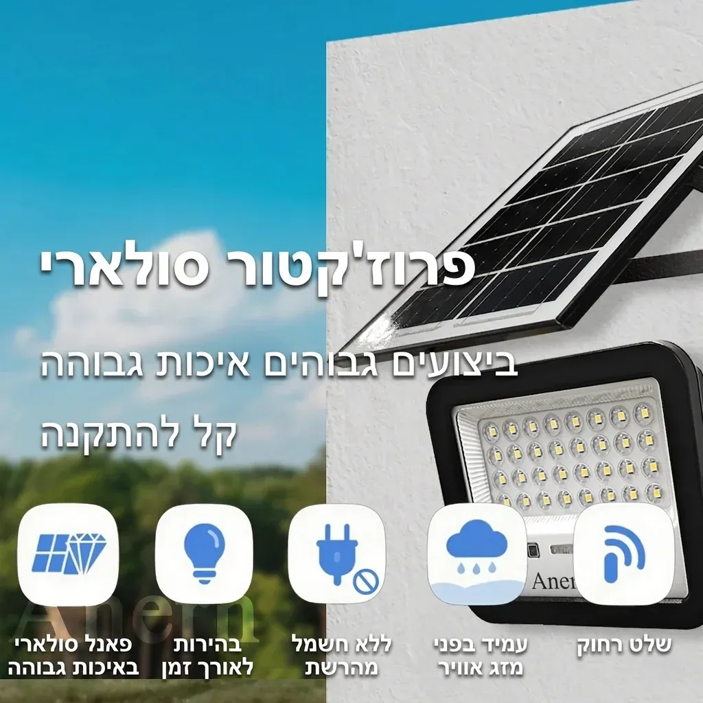 פנס גינה סולארי 50 ואט עם שלט