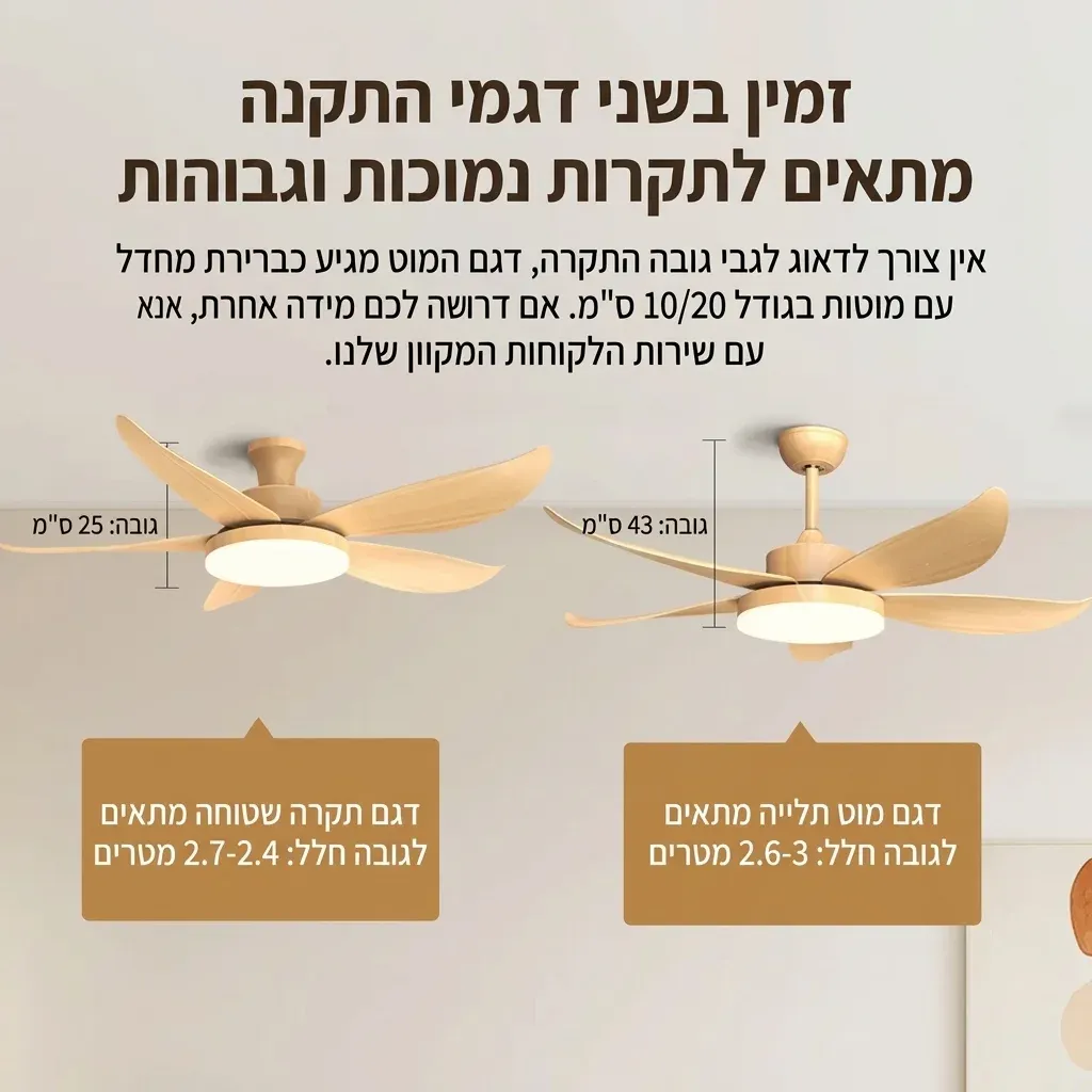 מאוורר תקרה נסתר עם גוף תאורה רחב