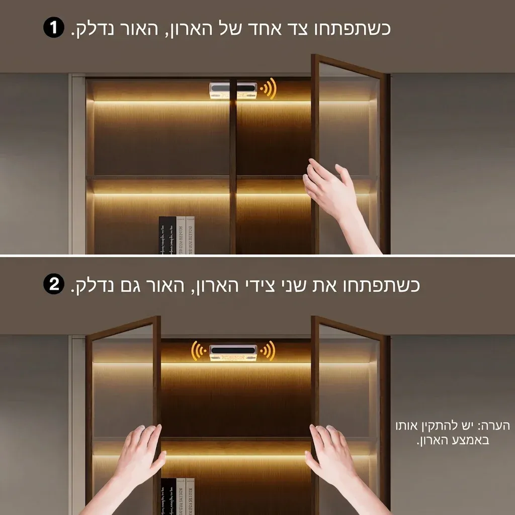 פס לד ארון עם חיישן פתיחה