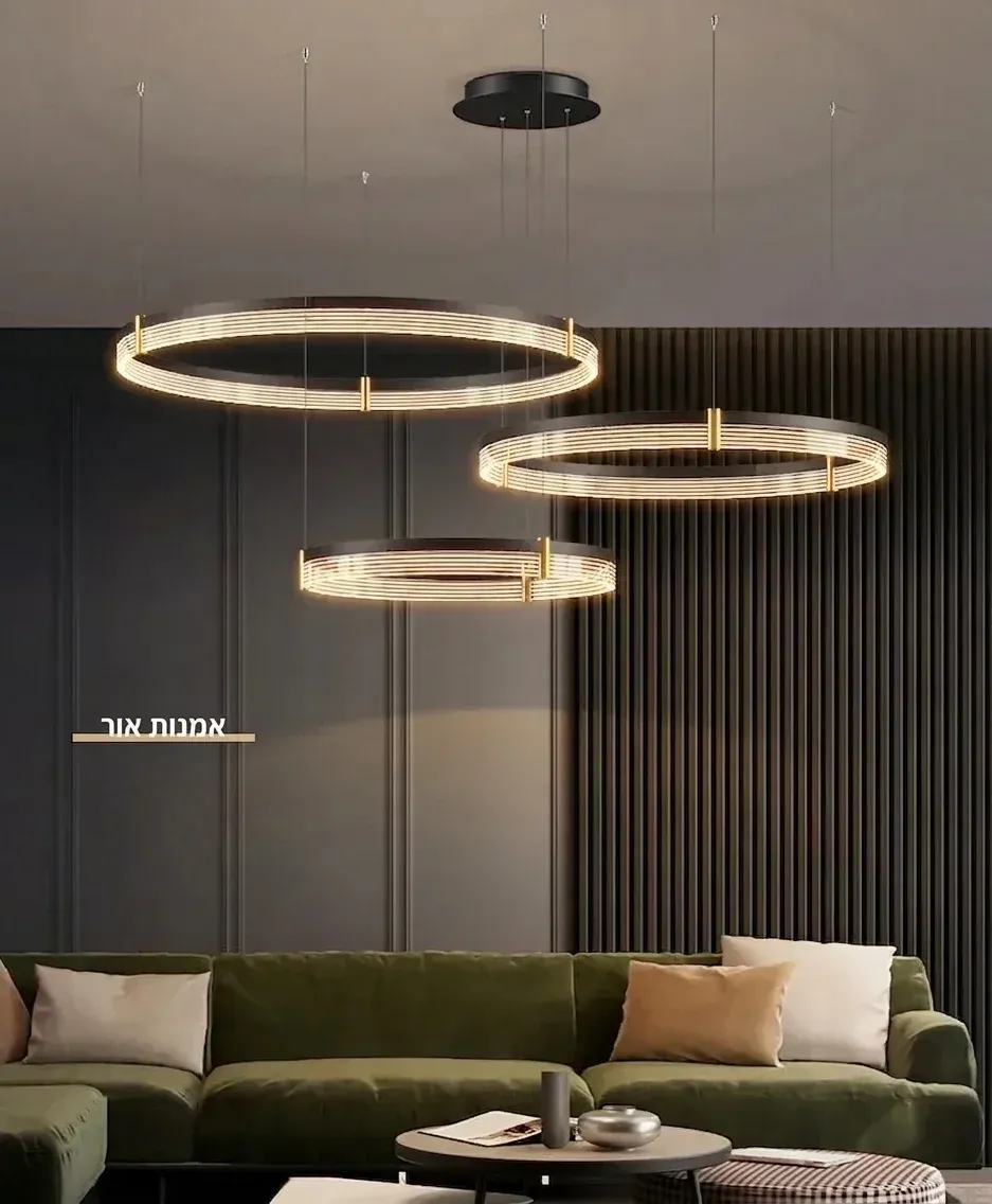 נברשת לד טבעות זהב מודרנית