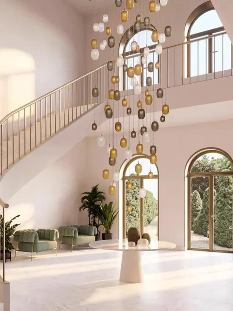 נברשת זכוכית מעושנת עם תאורת ג'י 9