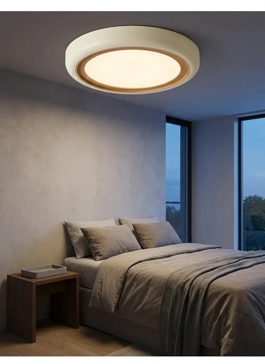 נברשת תקרה עגולה דימרית בחדר שינה