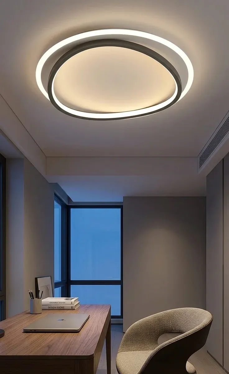 נברשת לד אליפטית לבנה בחדר עבודה