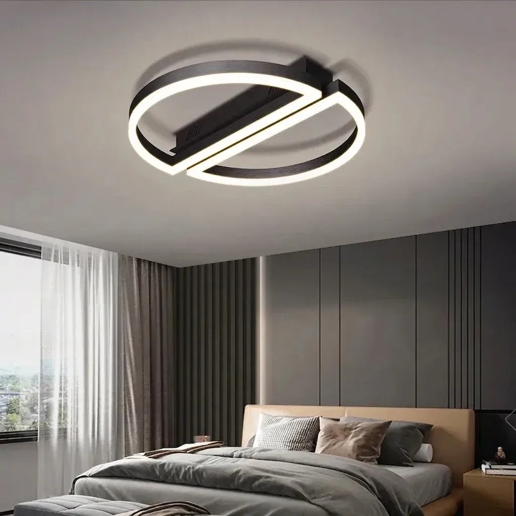 מנורת תקרה לד שחורה עגולה נקייה