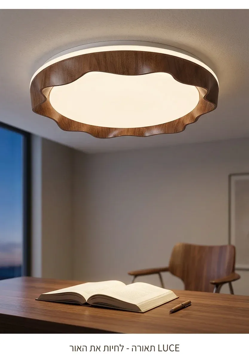 מנורת תקרה חומה בגלים בחדר עבודה