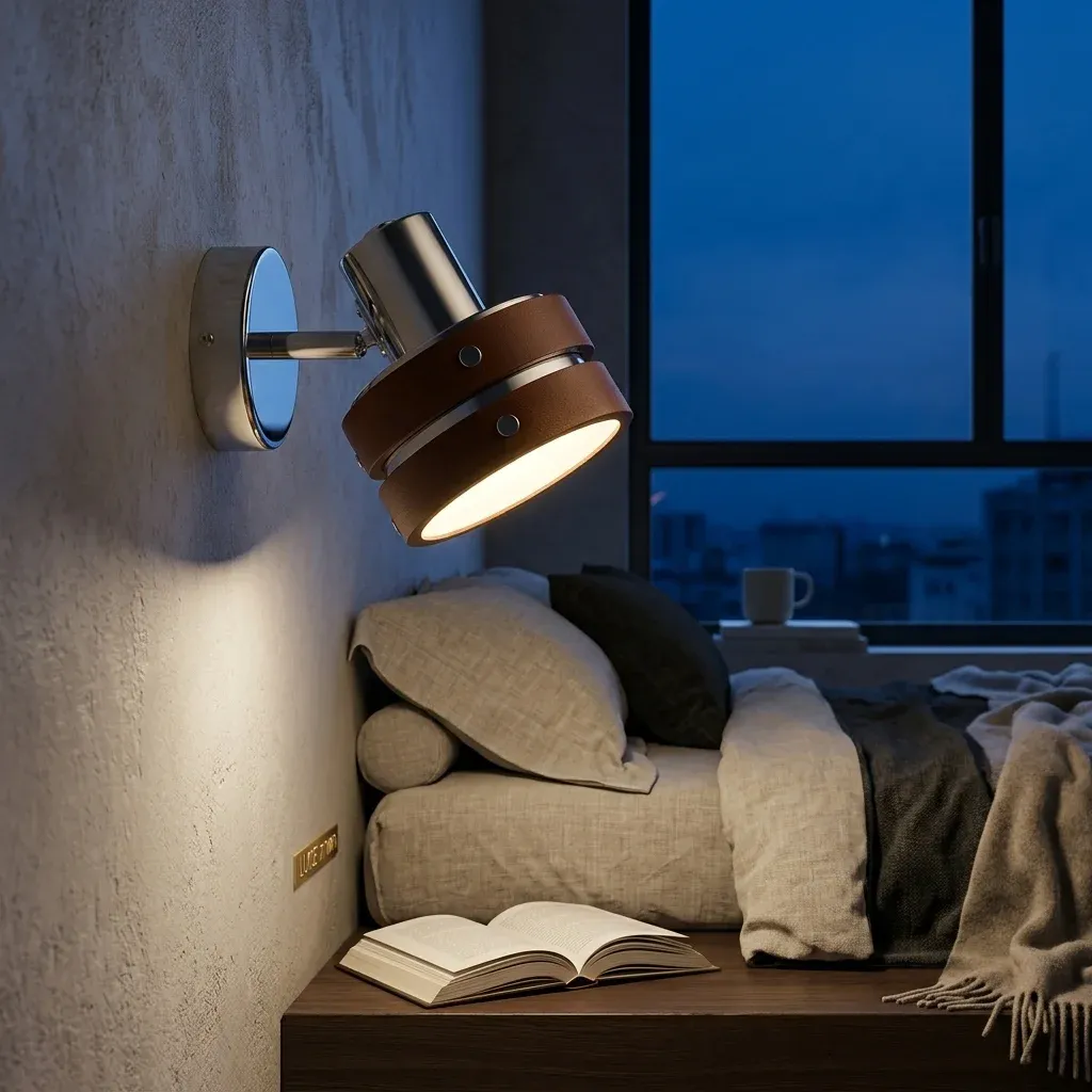 מנורת קיר חומה-כרום בפינת קריאה