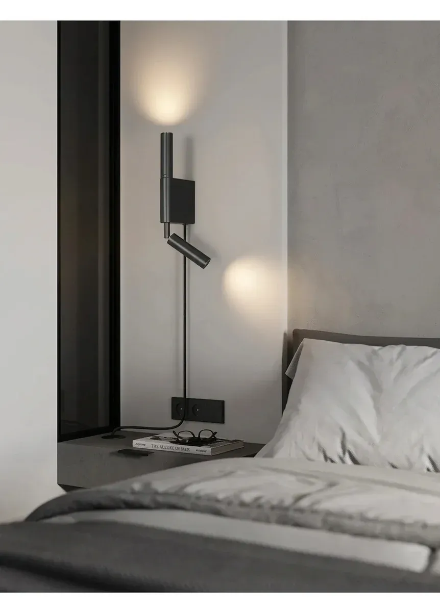 מנורת קיר שחורה דימרית בסגנון וינטג׳