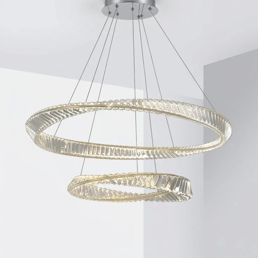 נברשת תלויה קריסטלית זהובה בשלוש זרועות