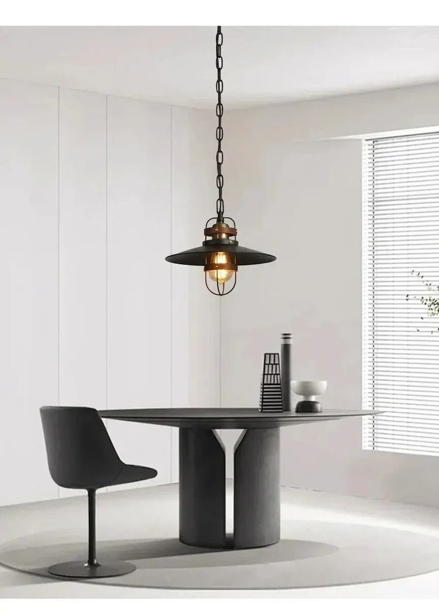 מנורת תלייה רטרו שחורה עם נורת אדיסון