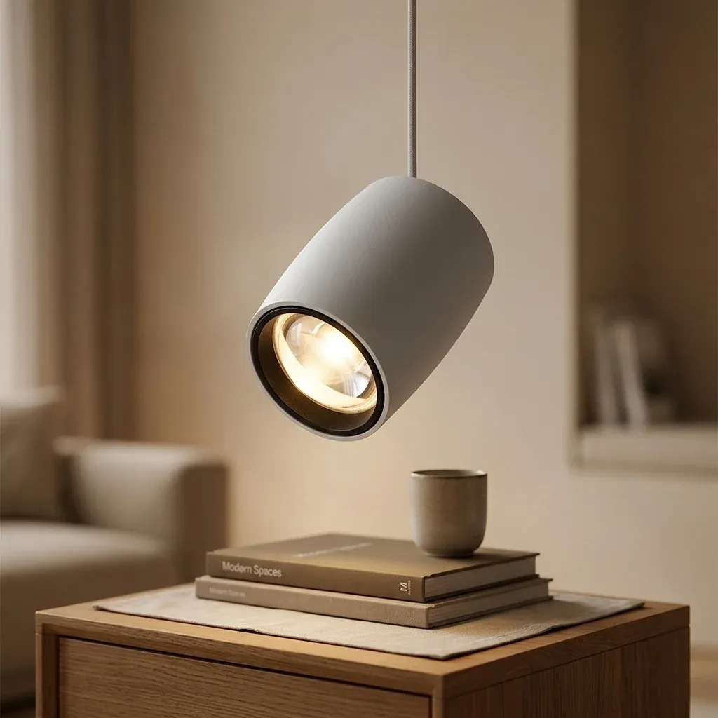 מנורה תלויה נורדית אפורה בתאורה חמימה